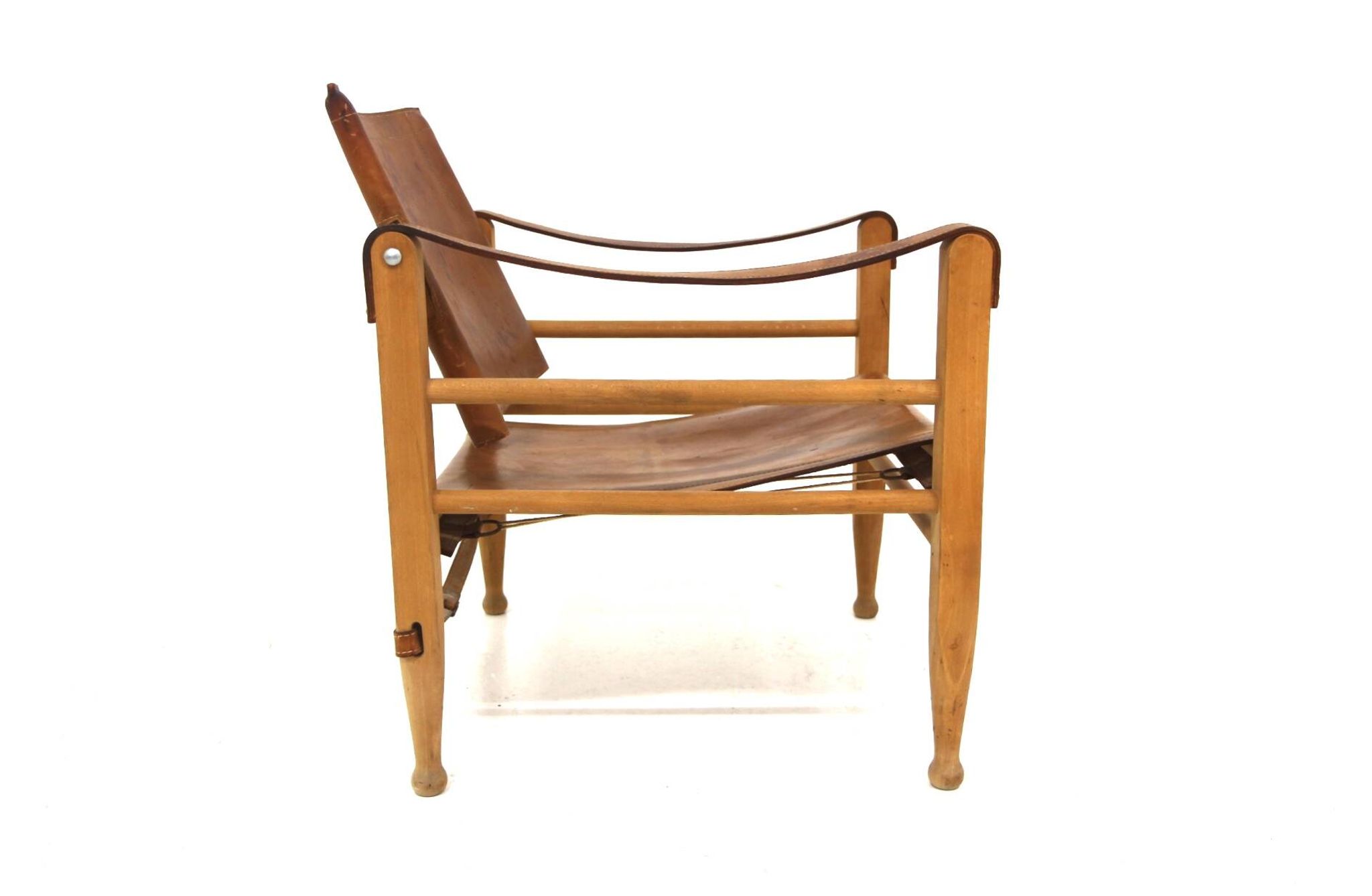 Leather “Safari” armchair, Aage Bruun & Son, Denmark, 1960s