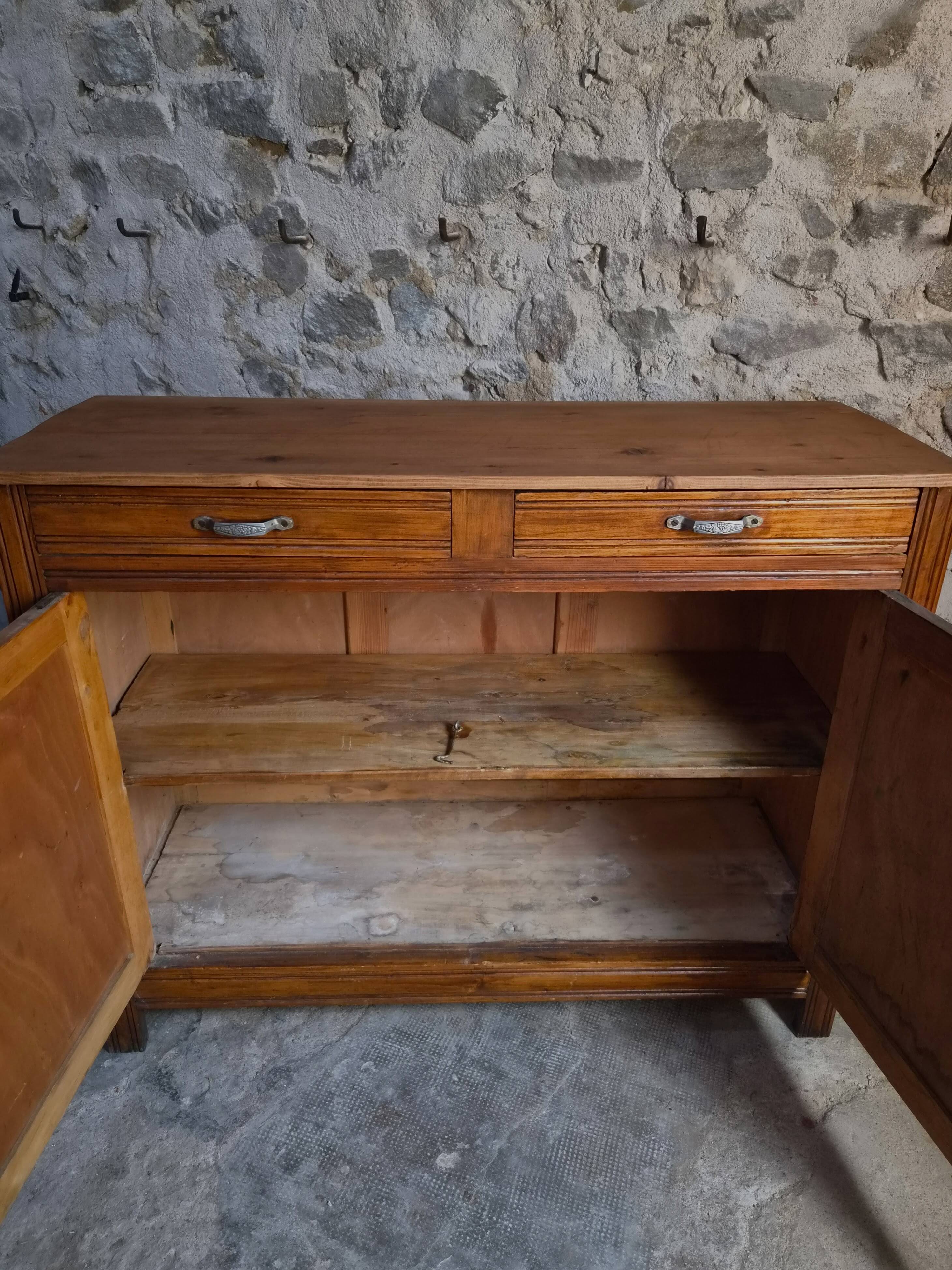 French country buffet, rustic kitchen furniture, wooden buffet, circa 1930–1950.
