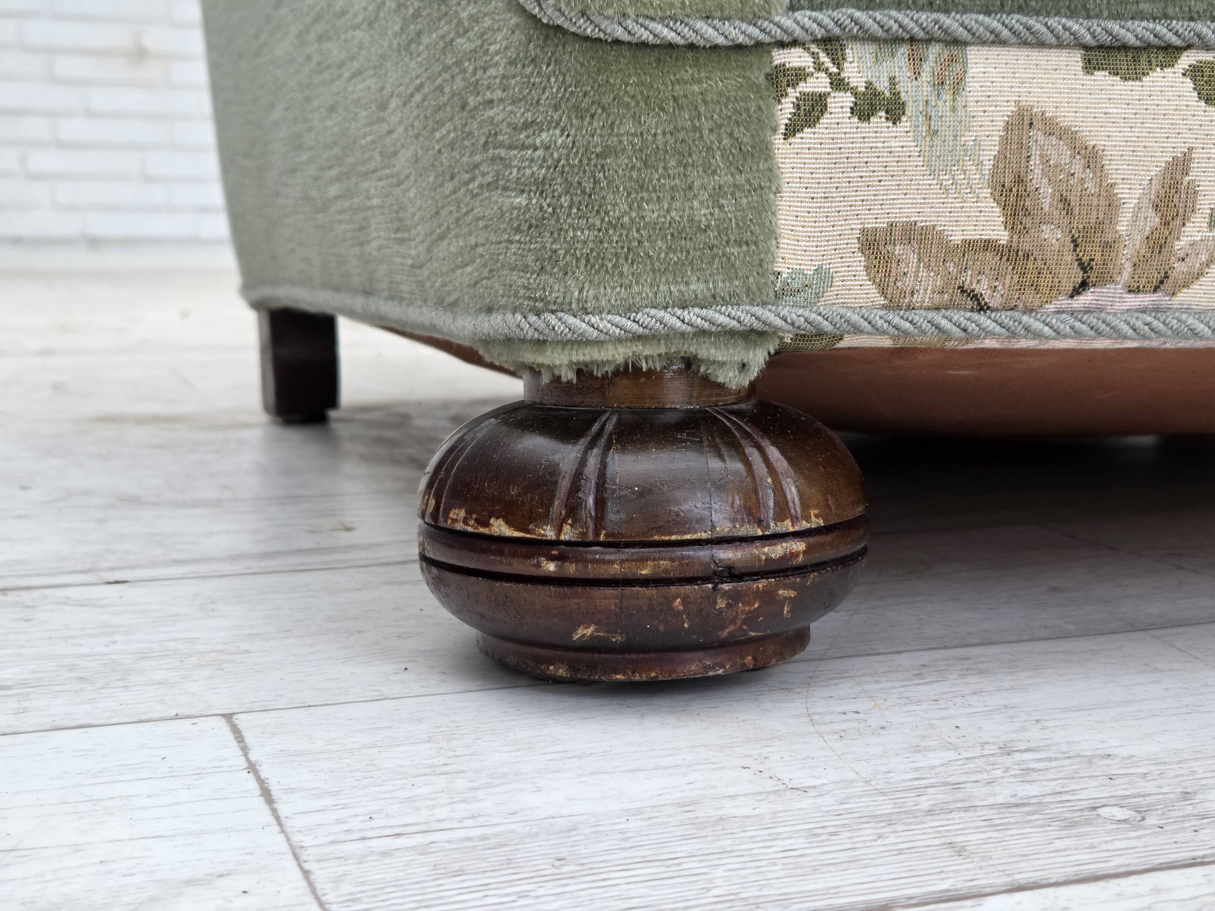 1970s, Danish relax armchair, green furniture velour, original condition.