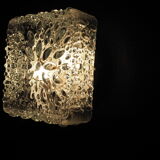 Transparent molded glass ceiling lamp – square shape – floral print.