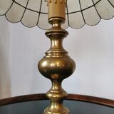 Brass lamp and mother-of-pearl lampshade circa 1970/80