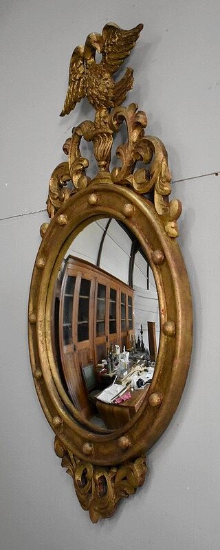 Ancient golden wood witch mirror - late 19th century