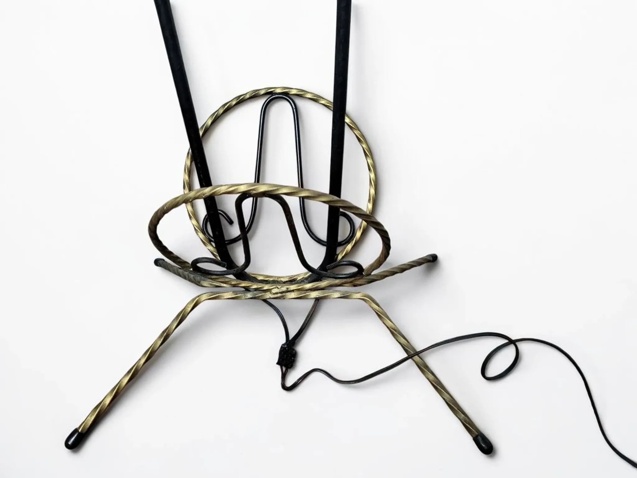 Wrought iron magazine rack floor lamp 1950s