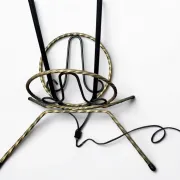 Wrought iron magazine rack floor lamp 1950s