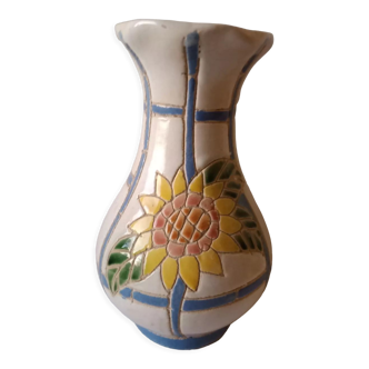 Vase art déco feuille de tournesol