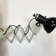 Vintage industrial black enamel scissor wall lamp, 1950s