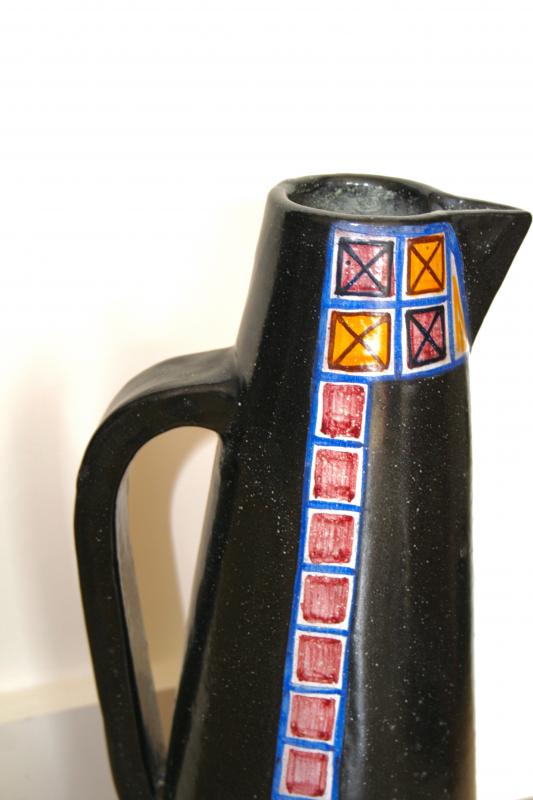 Black ceramic pitcher Manufacture Alfaraz 1960-1970