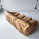 Camel leather 3-seater sofa attributed to Annie Hieronimus for Cinna Ligne Roset, 1973