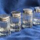 Individual salt shakers in 800 silver with two hallmarks and fluted crystal