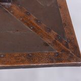 Restored Art Deco Dining Table, Oak, Copper Plating, Glass, Czech, 1930s