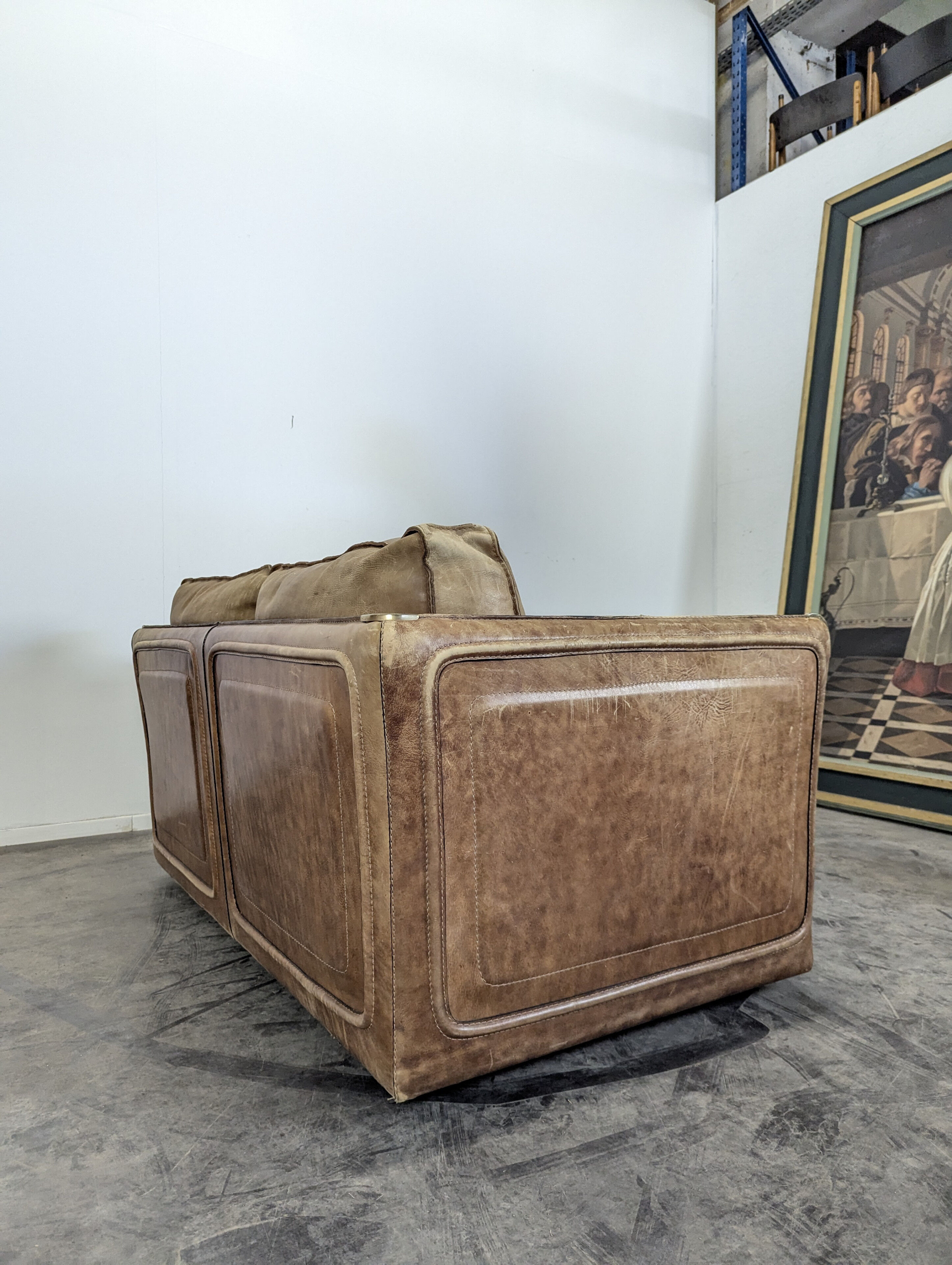 Roche Bobois 80s 2-seater leather sofa