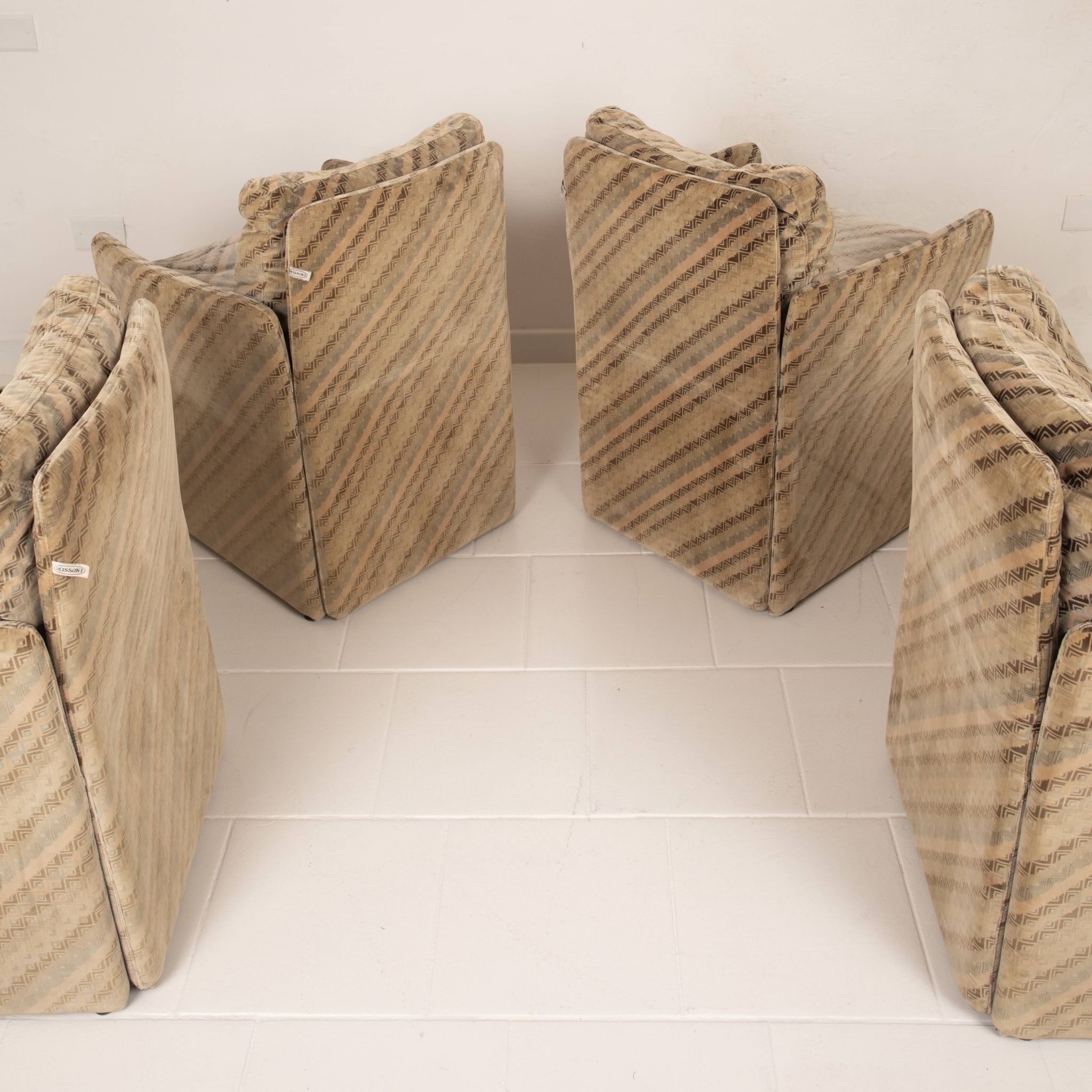 Set of 4 Salpol Armchairs by Angelo Mazzola in collaboration with Missoni