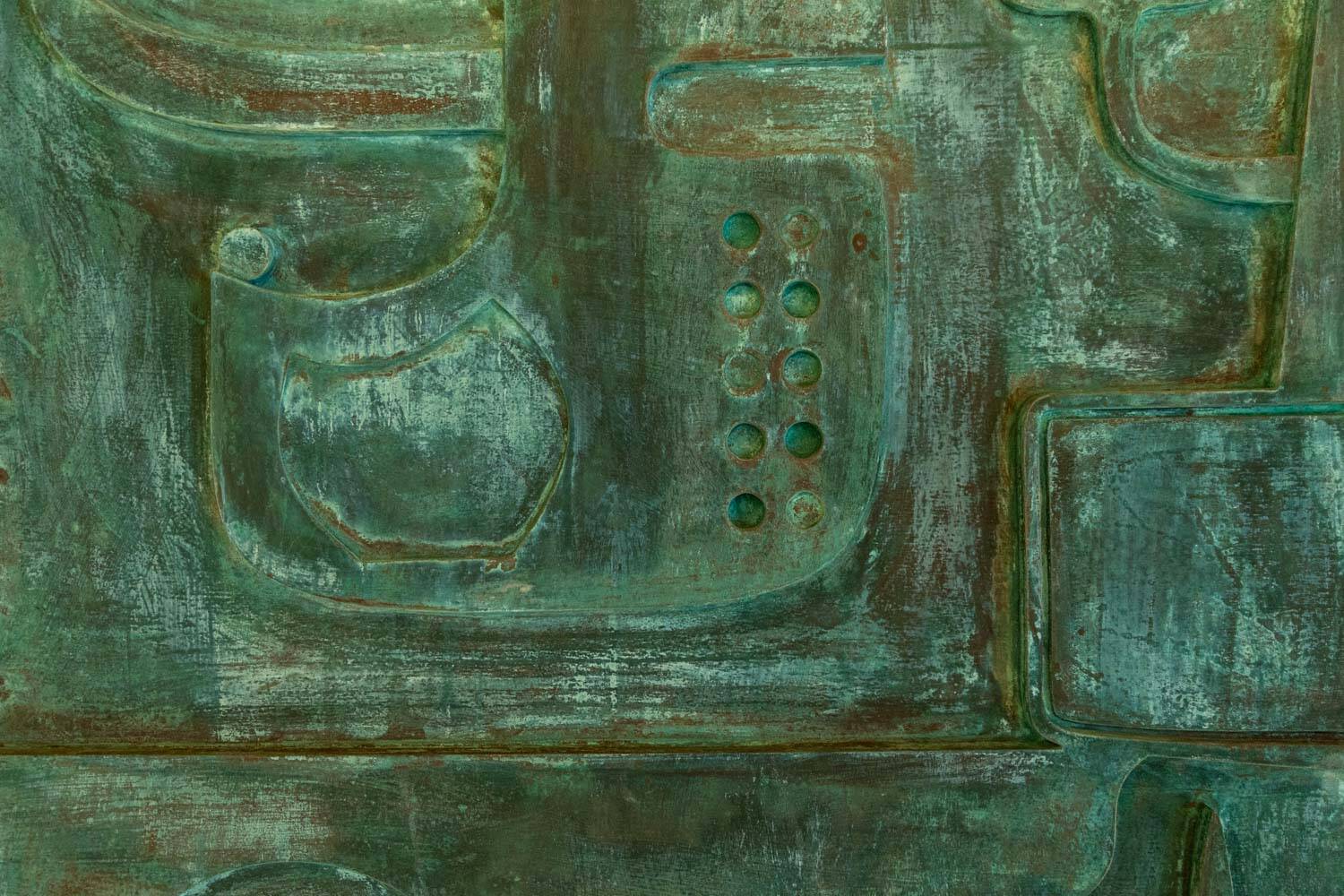 Victory of Segonzac. Sculpted and copper triptych panel. Contemporary.
