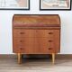 Bureau secrétaire à cylindre teck midcentury