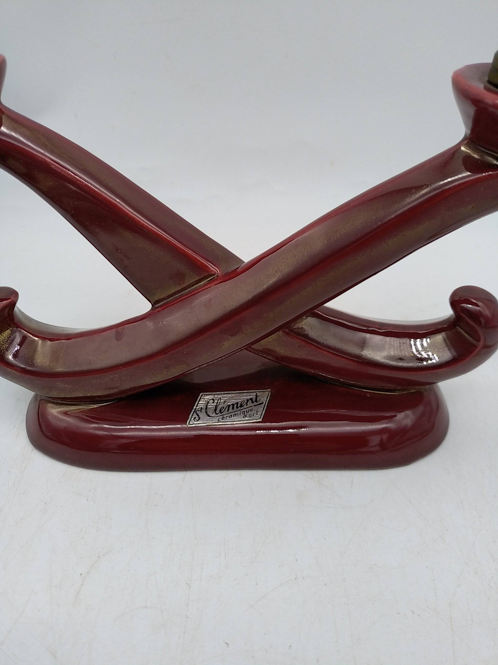 St clément candlestick lamp. bordeaux art deco ceramic