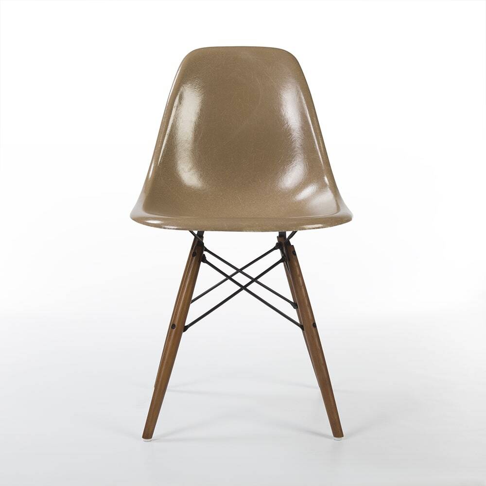 Tan Herman Miller Original Eames DSW Dining Side Shell Chair