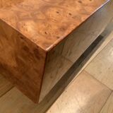 Rectangular elm magnifying glass coffee table, c. 1980