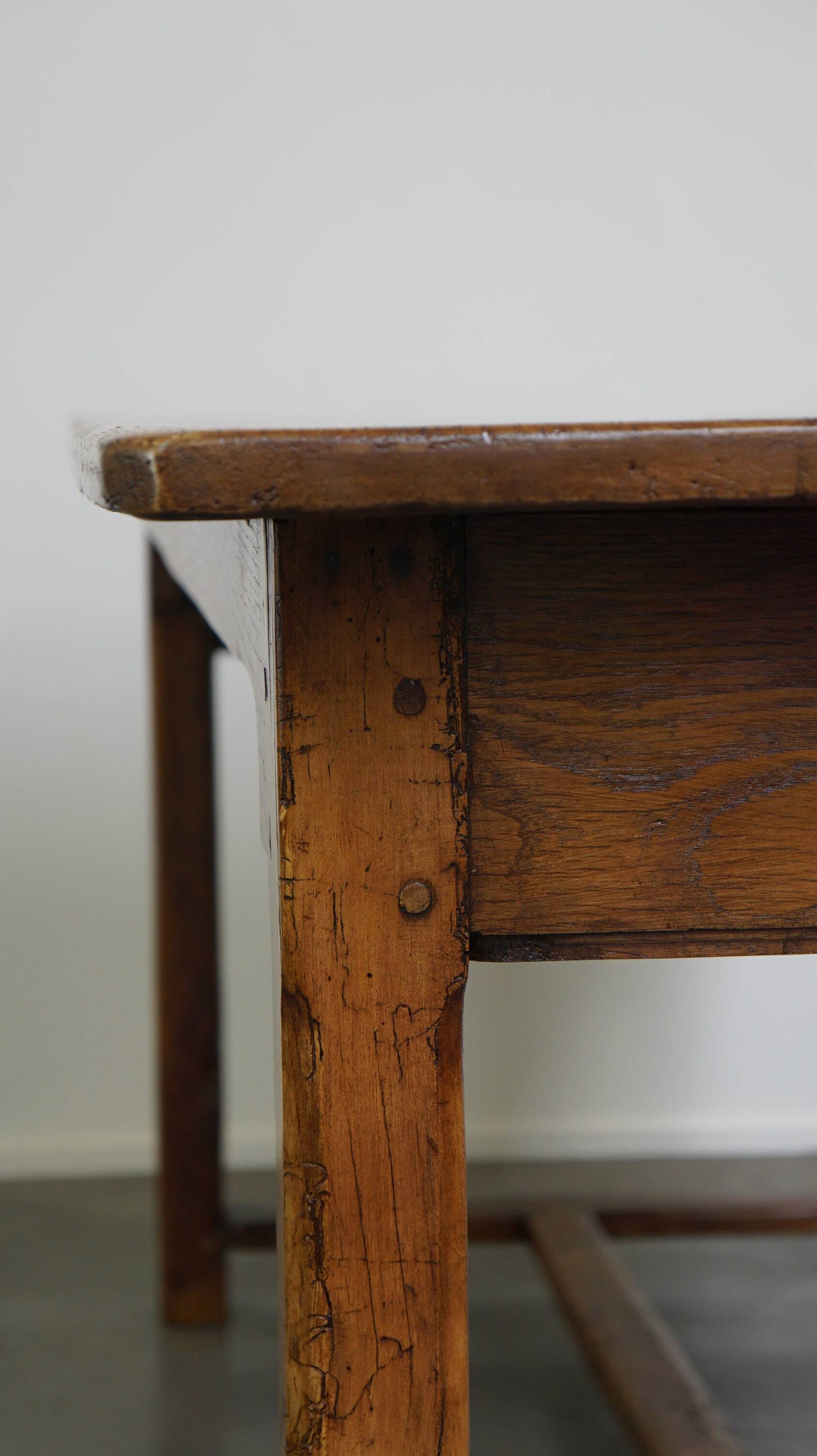 Beautiful antique French dining table with perfect dimensions and handy hooks