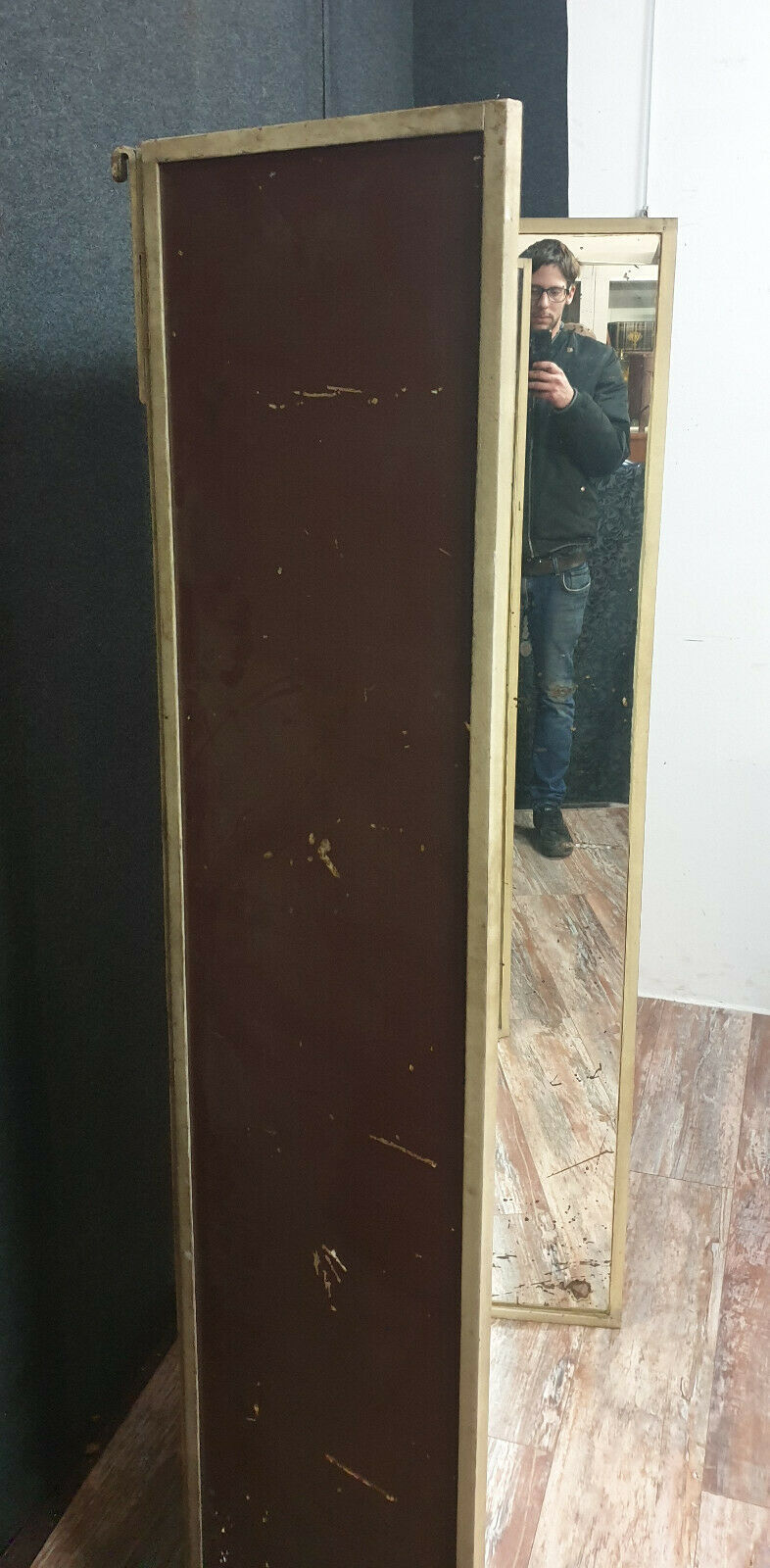 Rare store furniture triptych mirror of the 40s iron 140x160cm