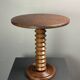 Midcentury brutalist wood turned side table, Charles Dudouyt style, 1950s