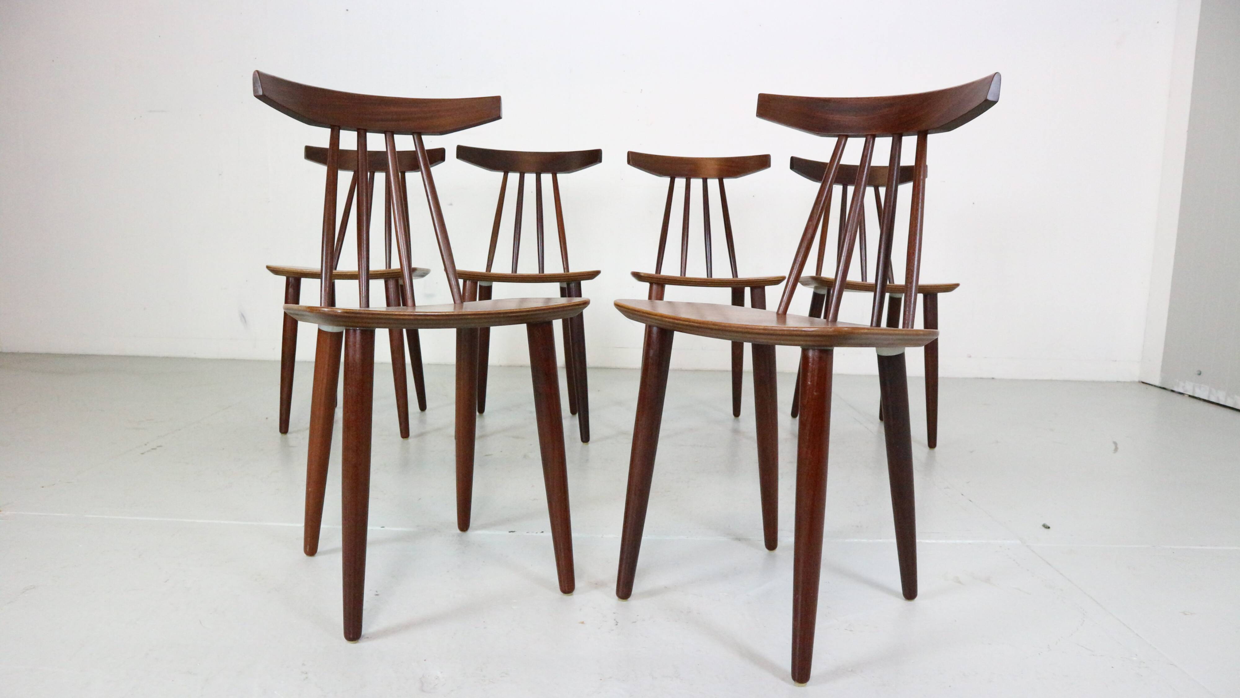 Poul Volther Set Of 6 Dinning Room Chairs "3705" For Fremel Røjle, Denmark, 1960