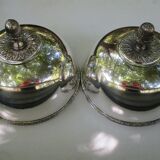 Paire de cloches de service argentée Louis XVI