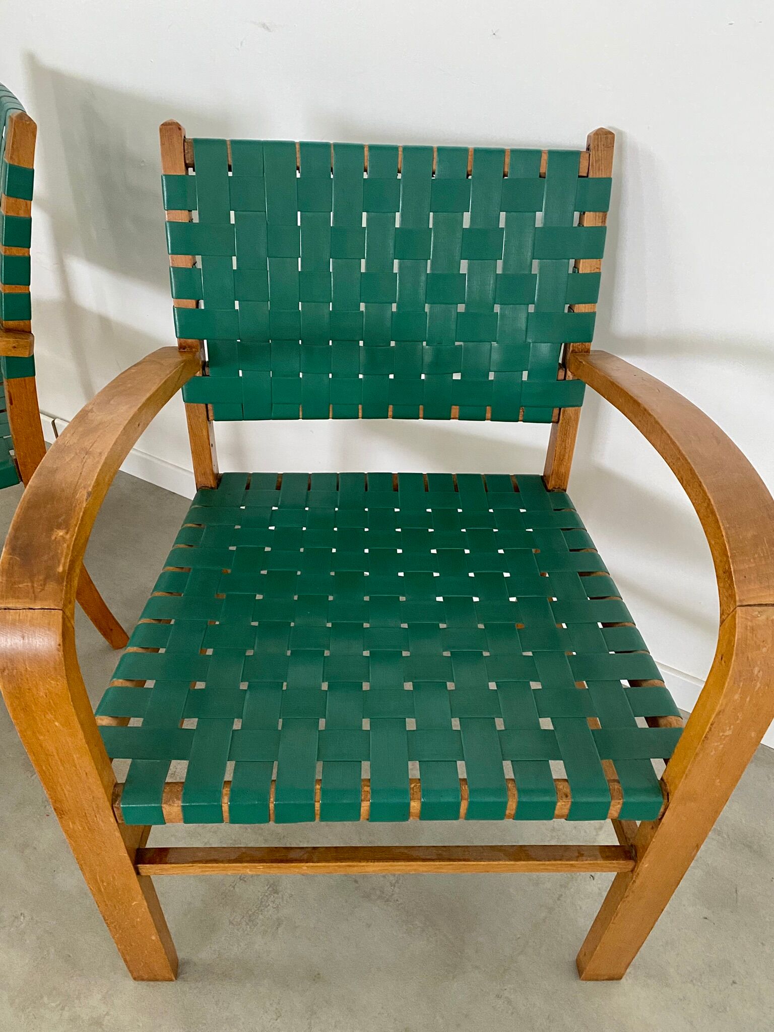 2 armchairs bridge vintage year 50 wood and vinyl