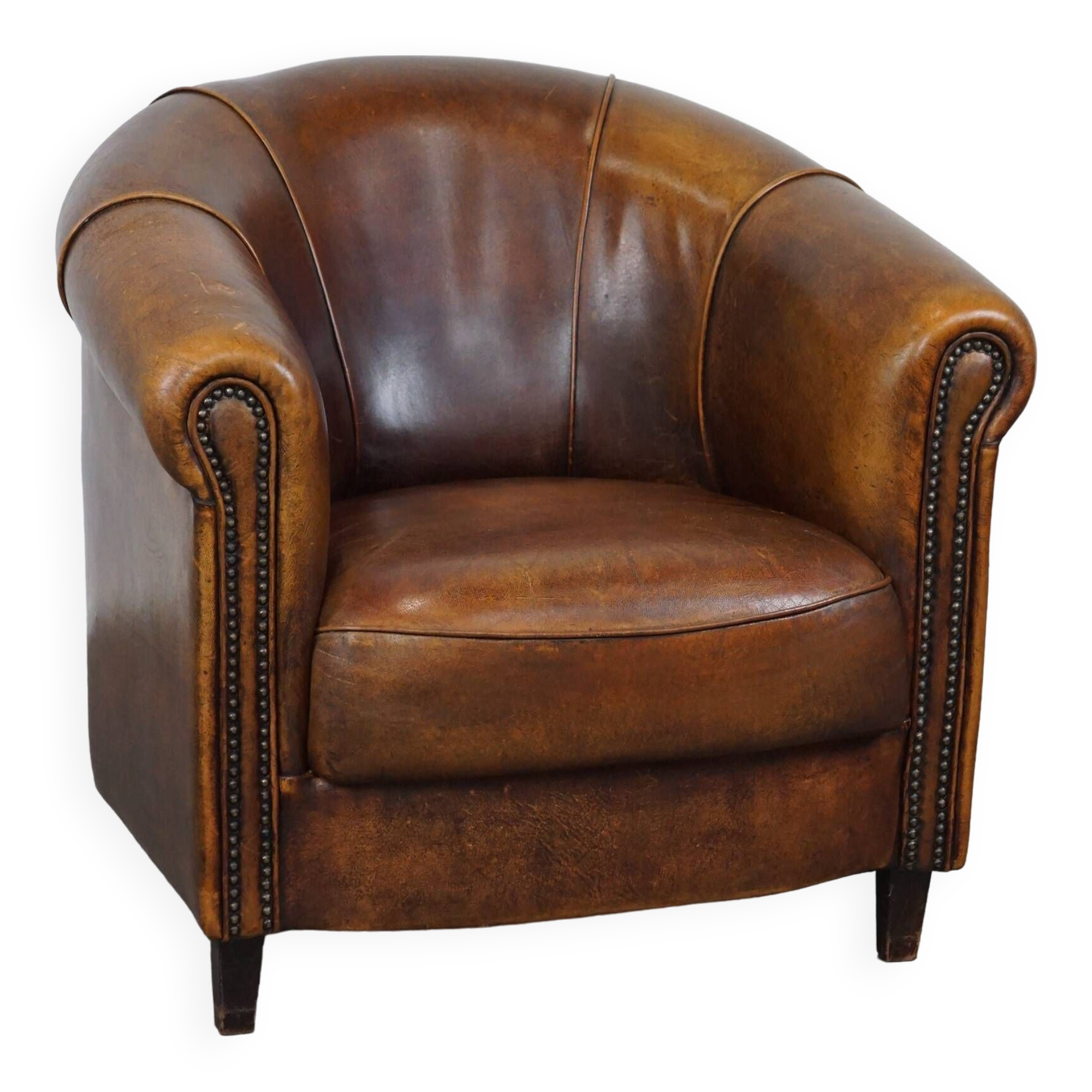 Charming, classy, and comfortable sheepskin leather club armchair