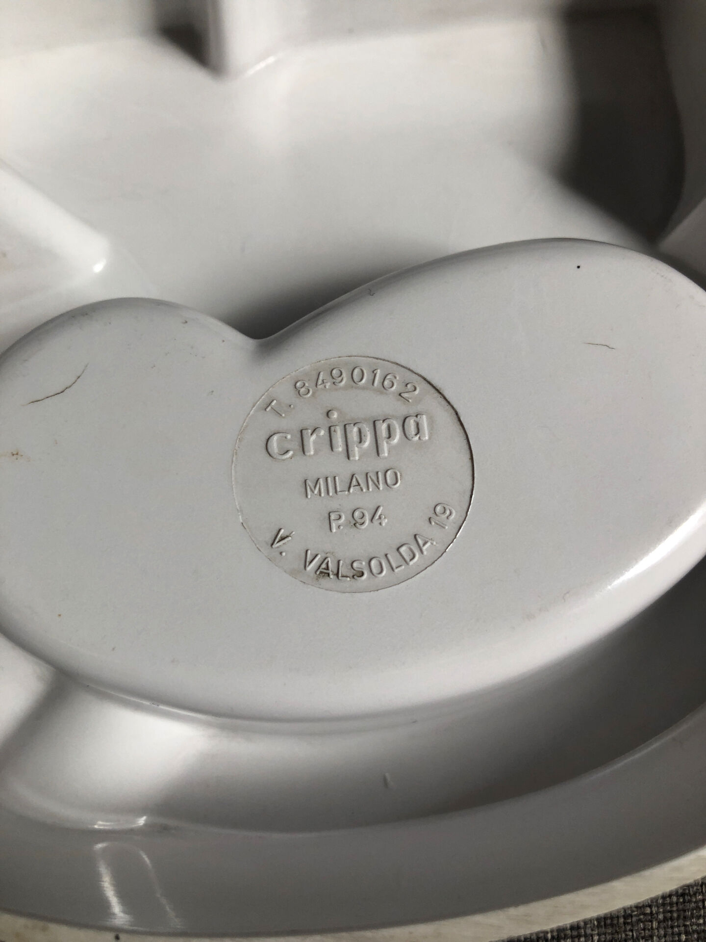 1970s Crippa white moulded plastic ashtray