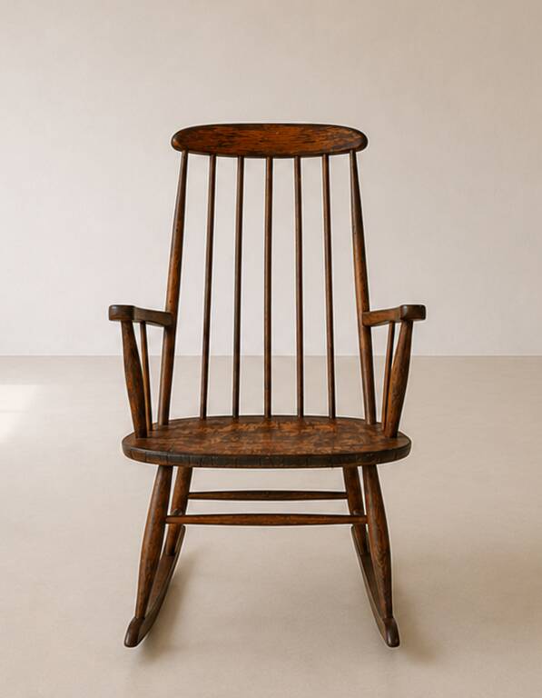 Fauteuil à bascule / Rocking Chair vintage en hêtre 1960 par Stol Kamnik
