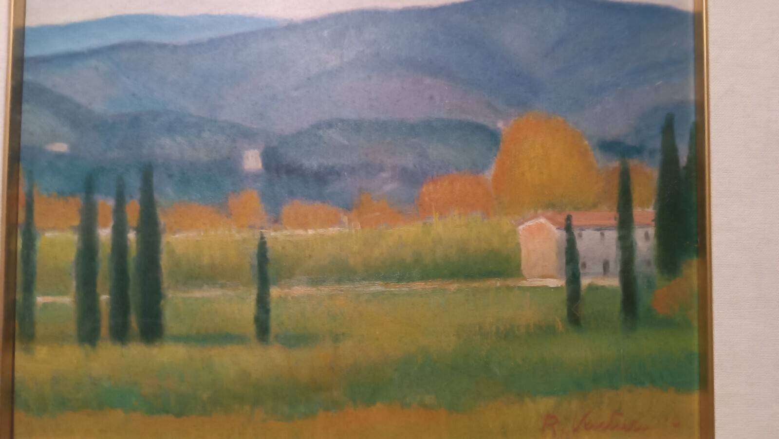 Peinture à l'huile sur toile paysage toscan signé r.venturi