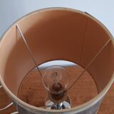 Chromed metal lamp and metallic paper lampshade. 70s
