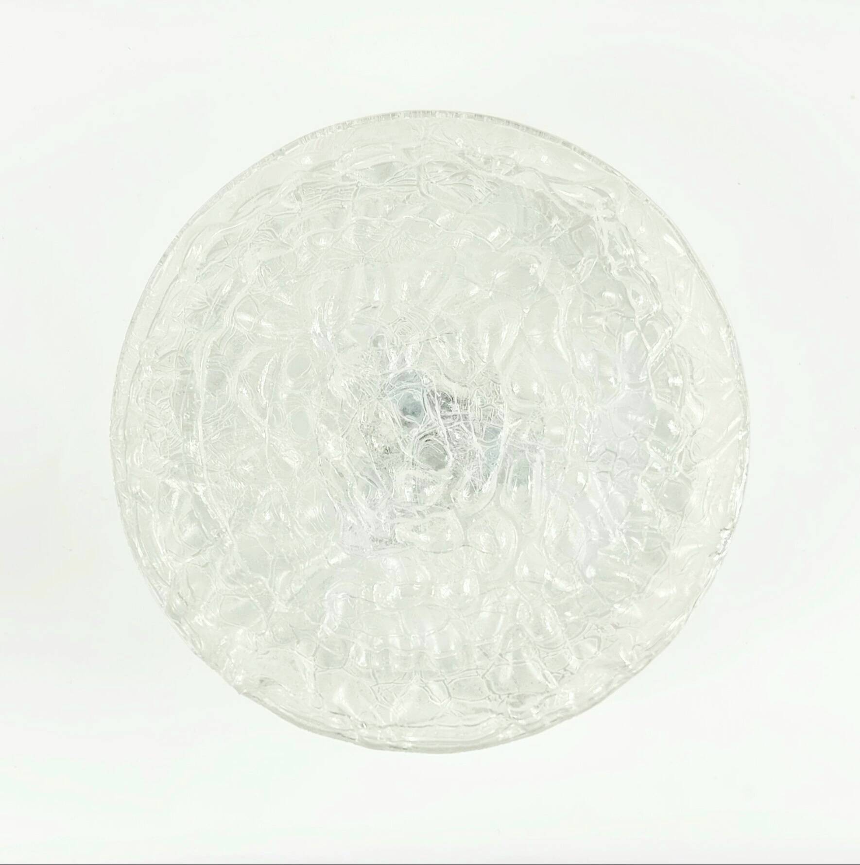 Large Mid-Century Modern Murano Ice Glass Flush Mount from Doria, 1960s