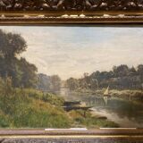 Old landscape painting signed