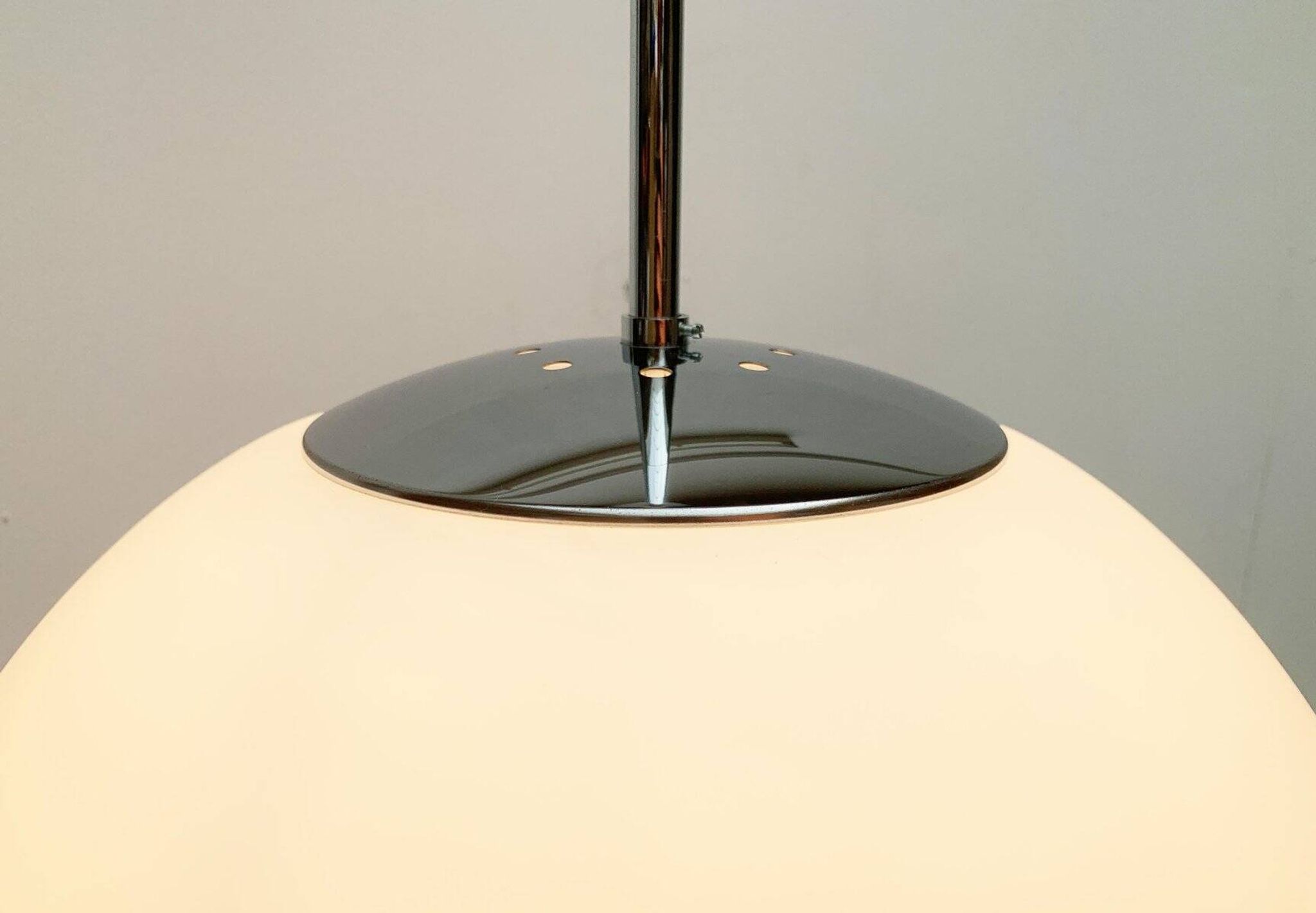 Vintage German space age glass ball pendant lamp by Limburg.