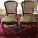 Suite de 4 chaises de style louis XV cannées assises en sky vert