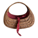 Panier gondole en osier 1960 doublé de coton a pois rouges