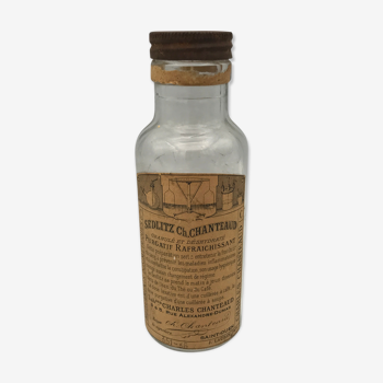 Flacon ancien de pharmacie apothicaire en verre sedlitz ch. chanteaud