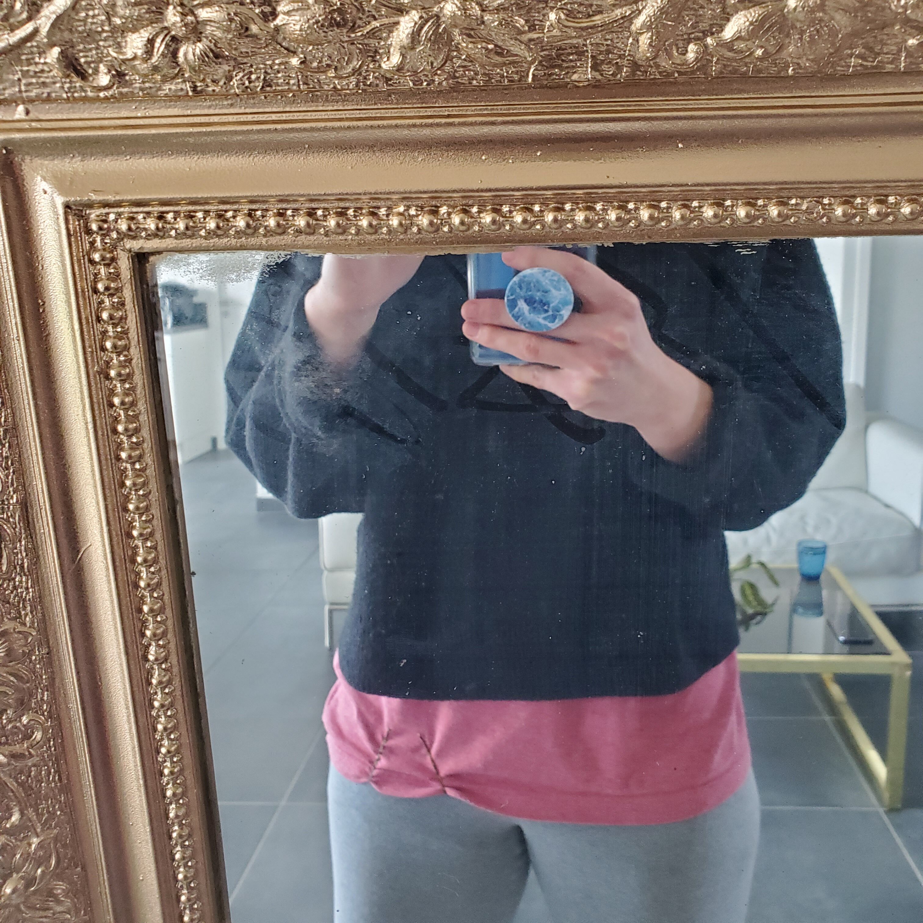 Antique mirror with gilded wood crests