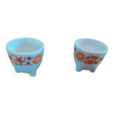 Pair of egg cups Arcopal orange flowers