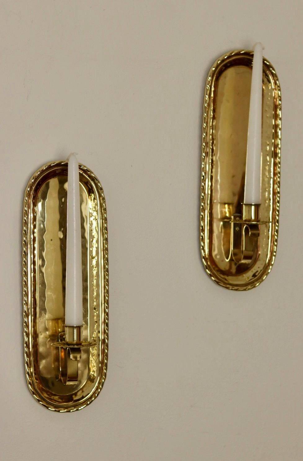 Pair of Mid-Century Swedish Brass Sconces