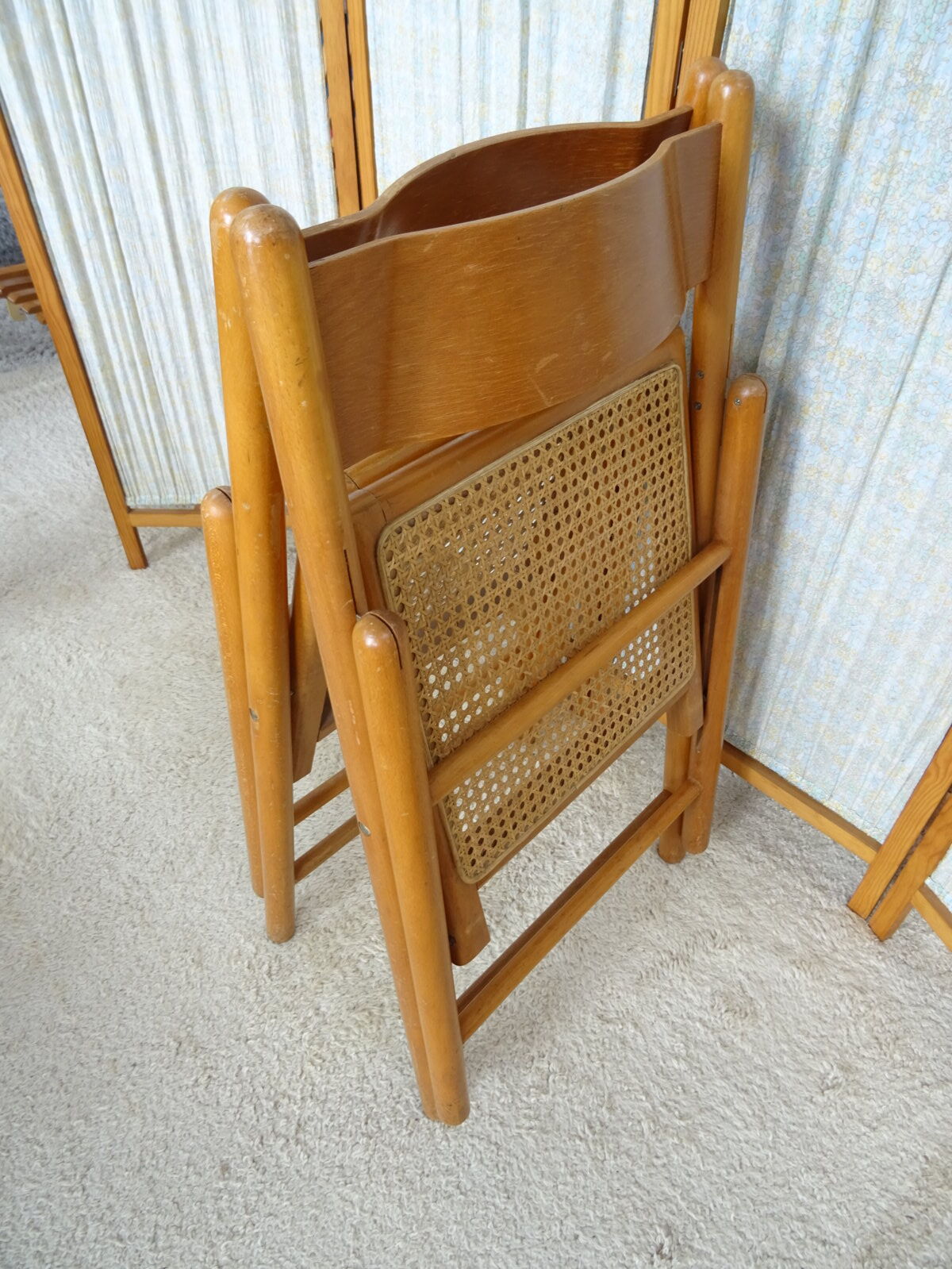 Pair of canned folding chairs