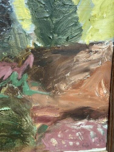 Mid-Century Oil on Canvas "Landscape" by Gunnar G, Vintage & Framed 49x41cm
