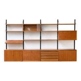 Unité murale modulaire scandinave en teck par Poul Cadovius pour Royal System, Danemark Années 1960