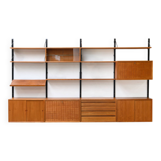 Unité murale modulaire scandinave en teck par Poul Cadovius pour Royal System, Danemark Années 1960