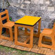 Children's wooden and formica desk and sled chairs 1970