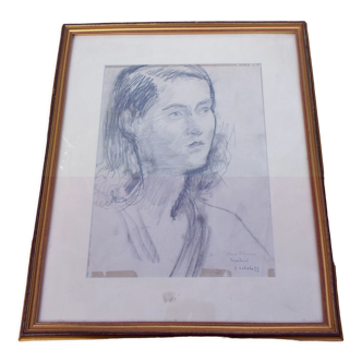 Portrait painting young woman charcoal thomsen