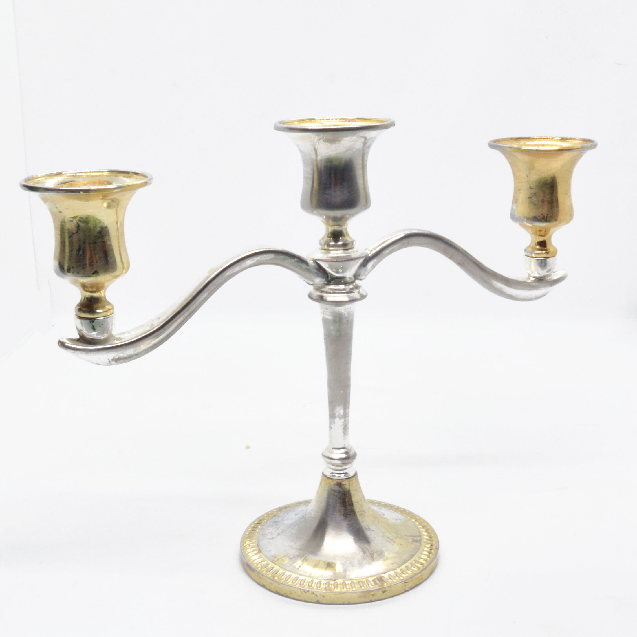 Three-branched plated candlestick, France of the south of the 20th century