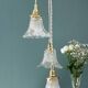 Vintage triple tulip pendant light in chiseled glass and holophane