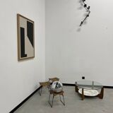 Hugues Poignant coffee table in marble and glass